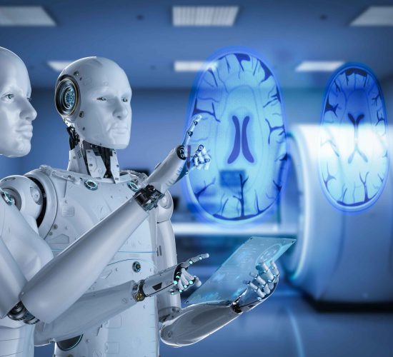 medical-technology-concept-with-3d-rendering-cyborgs-with-graphic-display-x-ray-brain (1)
